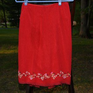 Ann Taylor Orange Silk Floral Trim Skirt
